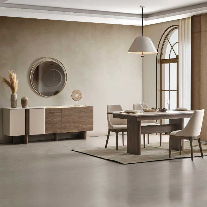 Set Masa de Dining Extensibila cu Scaune, Liva