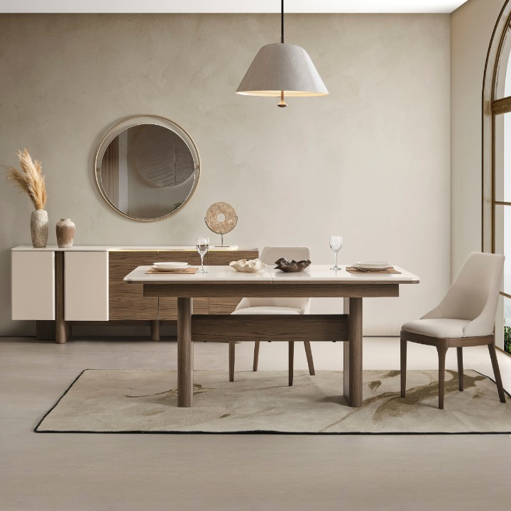 Set Masa de Dining Extensibila cu Scaune, Liva