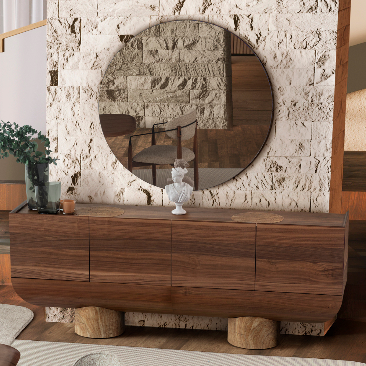 Comoda de Dining cu Oglinda, Velur