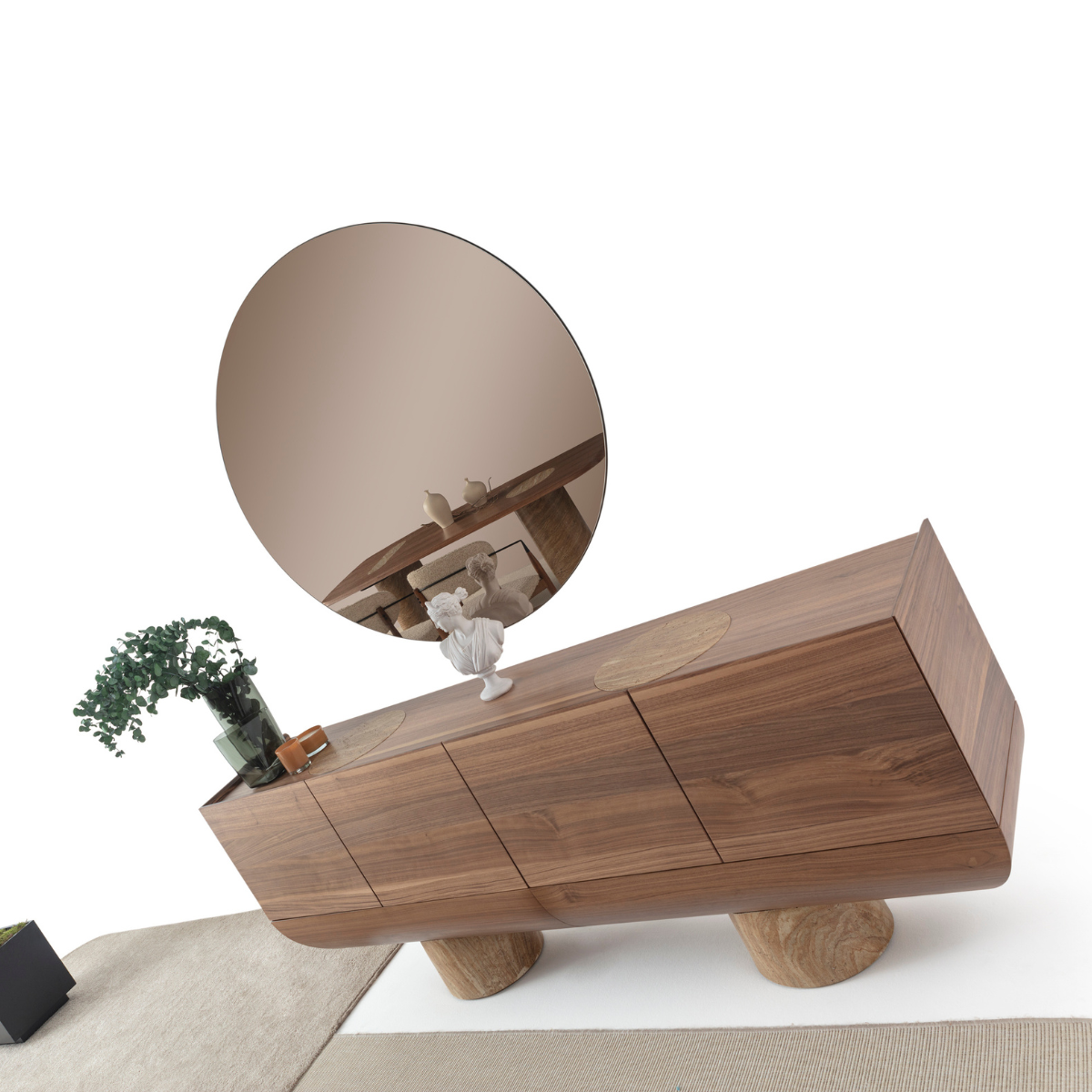 Comoda de Dining cu Oglinda, Velur