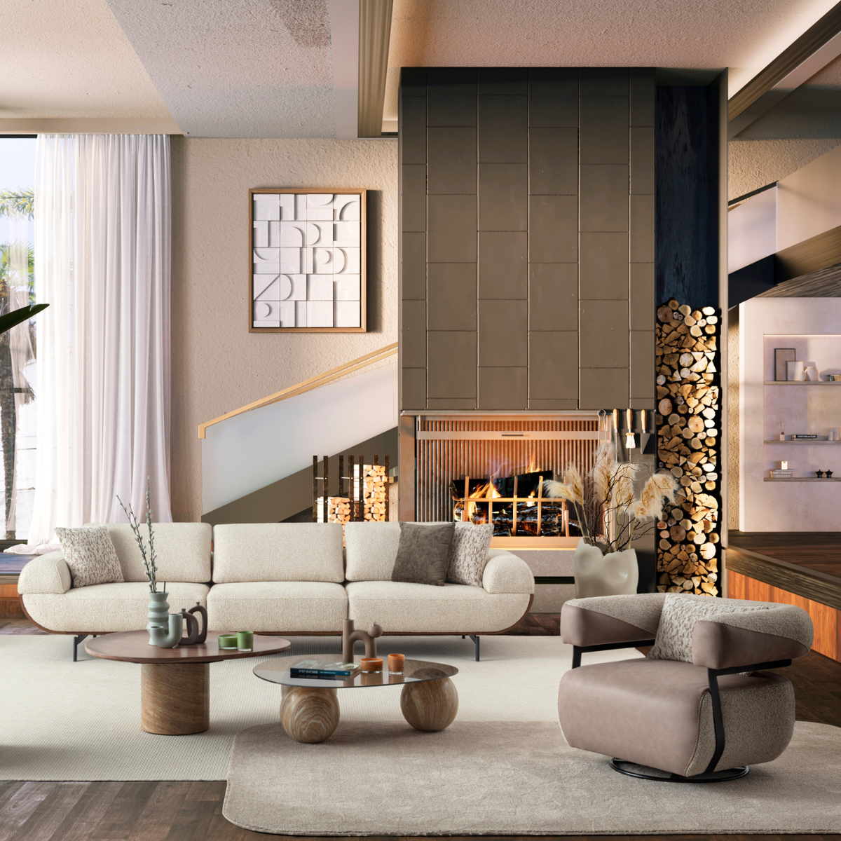 Set Canapea cu Fotolii Bucle, Velur