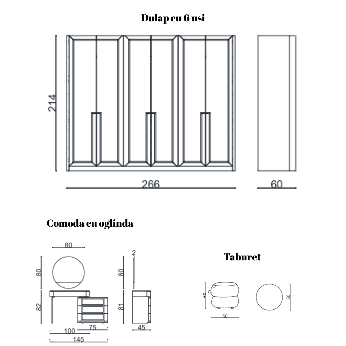 Dulap de Lux cu 6 usi, Sento