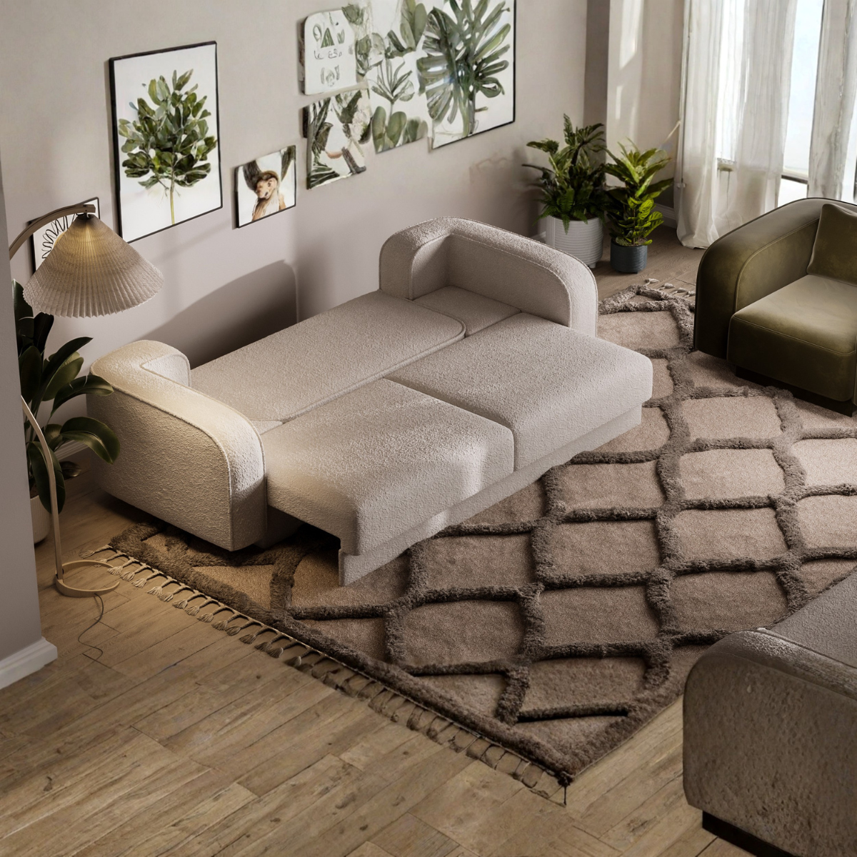 Canapea Extensibila Bouclé Ruby – design modern pentru living