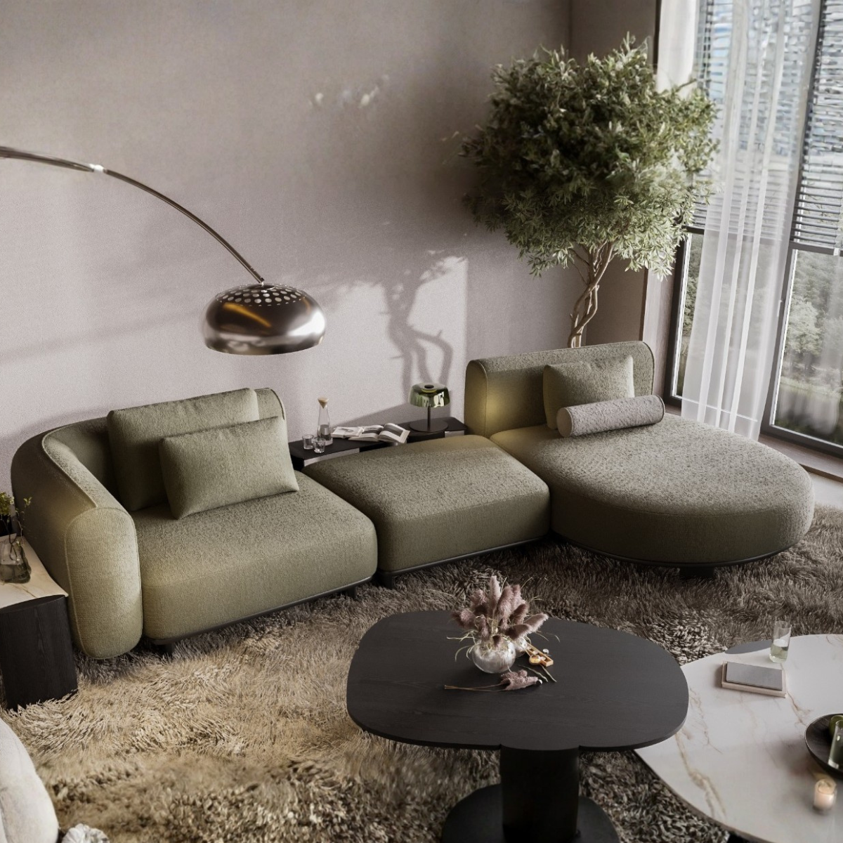 Coltar Modular Bucle Galla – design modern pentru living