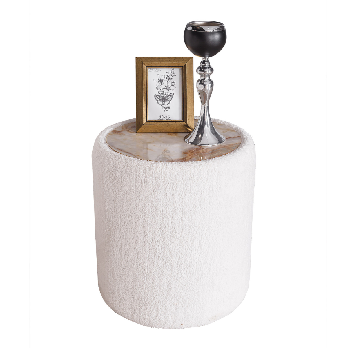 Pat tapițat cu iluminare LED si 2 noptiere , Atlantic 180x200 crem(velur 03)